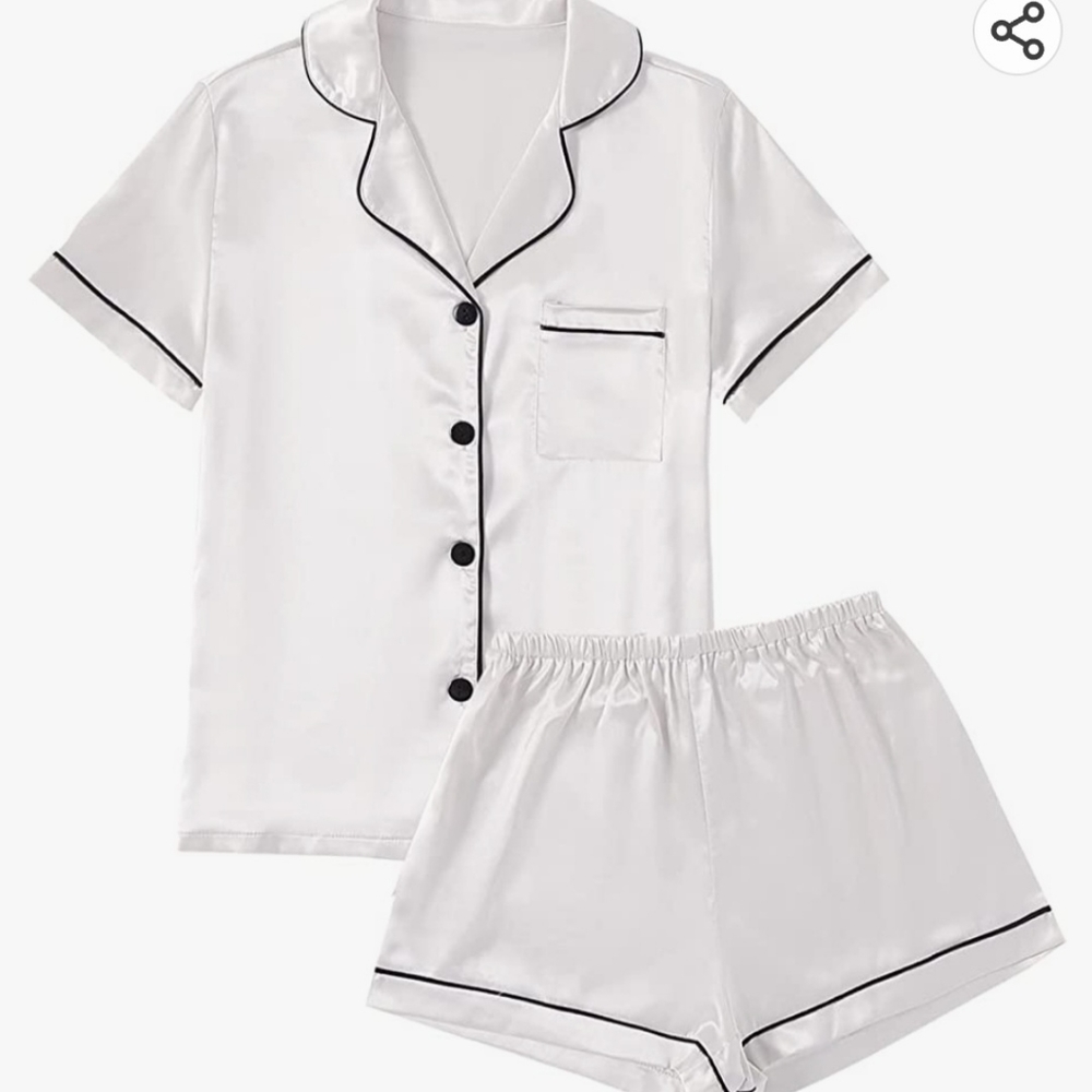 LYANER | White Silk Satin Pajamas